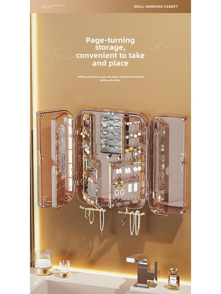 Настенная вместительная шкатулка для хранения ювелирных изделий: Многофункциональная стойка для сережек, ожерелий, элитный и изысканный дизайн