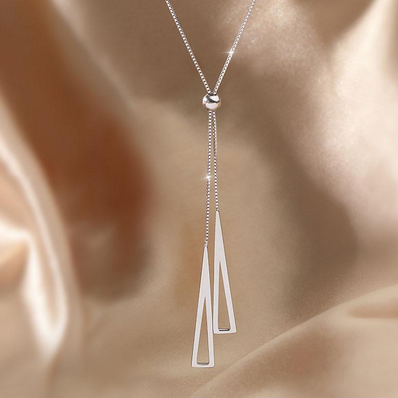 Ожерелье с кисточками для женщин, треугольный кулон, свитер, длинное ожерелье, подарок для друга, модные украшения на шею