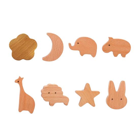Wooden Wall Hook Lightweight Adhesive Hook with Natural Wood Grain Design Hook for Items Kids Schoolbags Hats