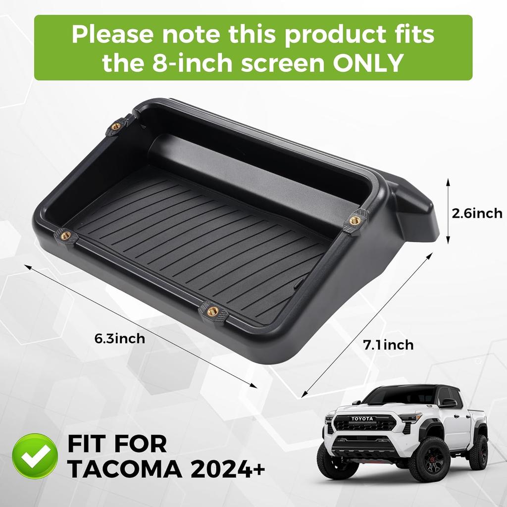 Dashboard Storage Box Compatible With Tacoma 2024-2025 Accessories,8-Inch Behind Screen Organizer Screen Back Tray Storage Box With Anti-Slid Pad