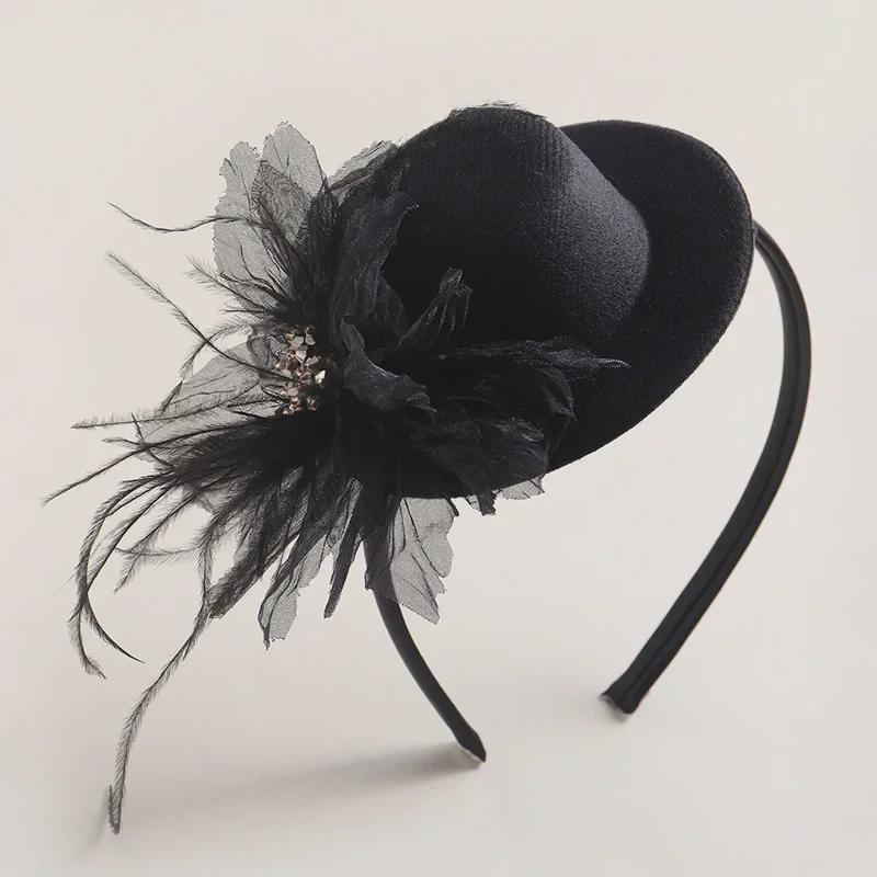 European & American Retro Black French Headband Hat - High-Grade Hair Accessory