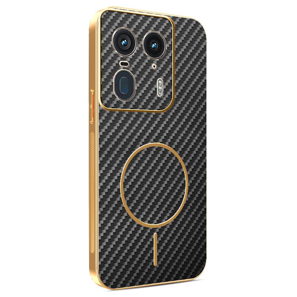 For Motorola Edge 50 Ultra 5G Phone Case Carbon Fiber Textured Electroplated TPU Back Cover