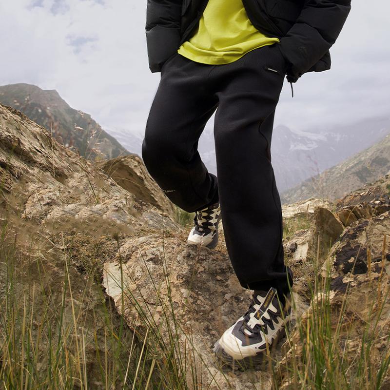 Штаны мужские спортивные свободные трикотажные с манжетами Li Ning CF Letter Print, теплые, черные AKLUD13-1