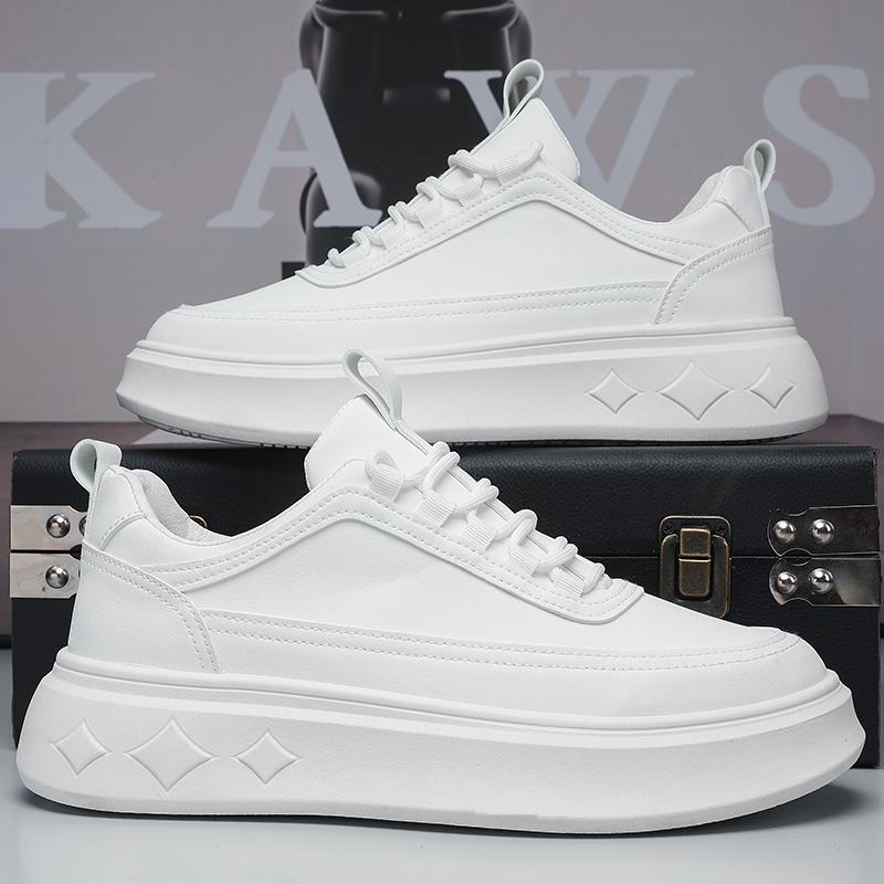 Модные мужские повседневные туфли на платформе с толстой подошвой из кожи белого цвета, мужские кроссовки для занятий спортом на открытом воздухе Zapatillas Hombre