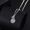 Fish Tail Pendant Necklace Women 990 Fine O-Link Chain Minimalist Chic Jewelry Adjustable 21-50cm