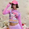 Kawaii Anime Graphic T Shirts Women Cutecore Cartoon Patchwork Tees Y2K Aesthetic Slim Crop Top Japanese 2000s