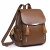 Women's Flap Backpack Solid Color PU Leather Large Capacity Female Daypack Backpack Rucksacks Casual Travel School Bag