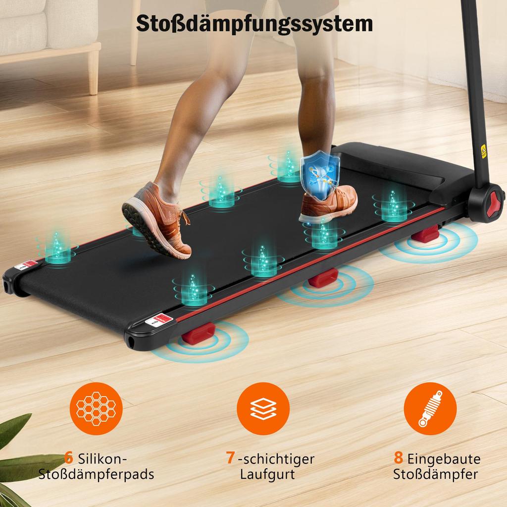 Беговая дорожка Flieks для дома, наклон 8%, складные беговые дорожки тихие до 14 км/ч, 3,0 л.с., светодиодный дисплей, Bluetooth, максимальная нагрузка 120 кг