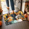 2D Flat Printing American Farmhouse Style Autumn Indoor Welcome Mat, Christmas Gnome Welcome Rug, Faceless Dwarf Pumpkin Sunflower Porch Decor Carpet,