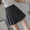 High-Waisted A-Line Pleated Plaid Skirt - Women's Korean Style, Short, Solid Color, Spring/Summer 2025