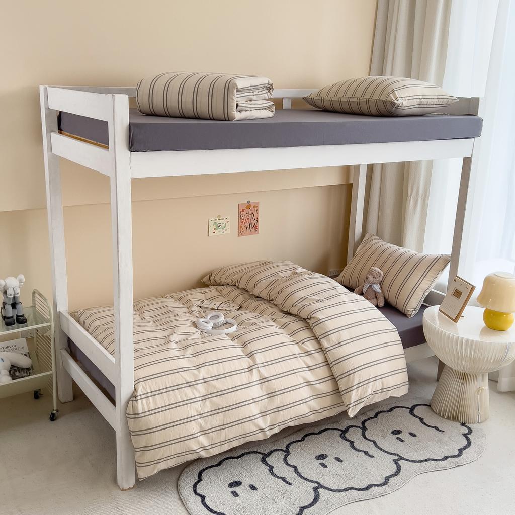 Sleep Grid (Student Season) Class A All Cotton Color Knitted and Washed Cotton Student Dormitory 3-Piece Set
