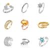 Femme Personalized Finger Ring Zircon Rings for Women Copper Alloy Gold Color Wedding Ring Fashion Lucky Jewelry Gift Adjustable Women's Rings