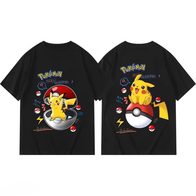 Potdemiel Summer New Pikachu Print Children's Cotton T-Shirt, Boys and Girls, Comfortable and Breathable Children's T-Shirt