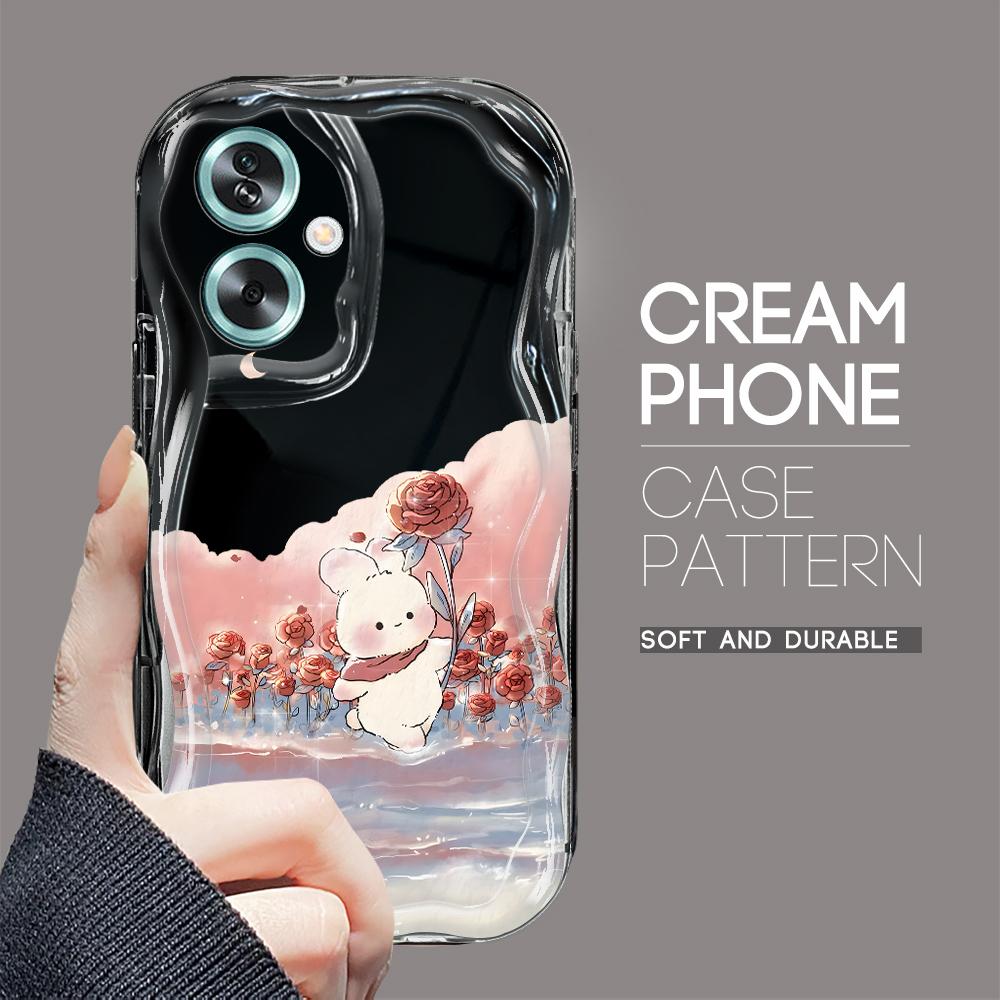 Милый мультяшный узор, кремовая текстура, мягкий силиконовый чехол с волнистыми краями, чехол для телефона для OPPO Reno Realme
