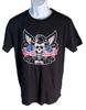 ROCK & ROLL DENIM Женская футболка с коротким рукавом 100% хлопок Мужские футболки Топ Черный Средний НОВЫЙ С БИРКАМИ