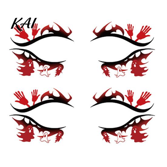 Non Residue Face Stickers 2 Pairs Halloween Eye Tattoo Stickers, Waterproof Temporary Decals with Water Transfer Skin Pumpkin Bat Spider Web,