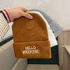 Letter Embroidered Knitted Hat for Men In Winter Large Head Circumference Cold Hat Street Warm Woolen Hat for Women