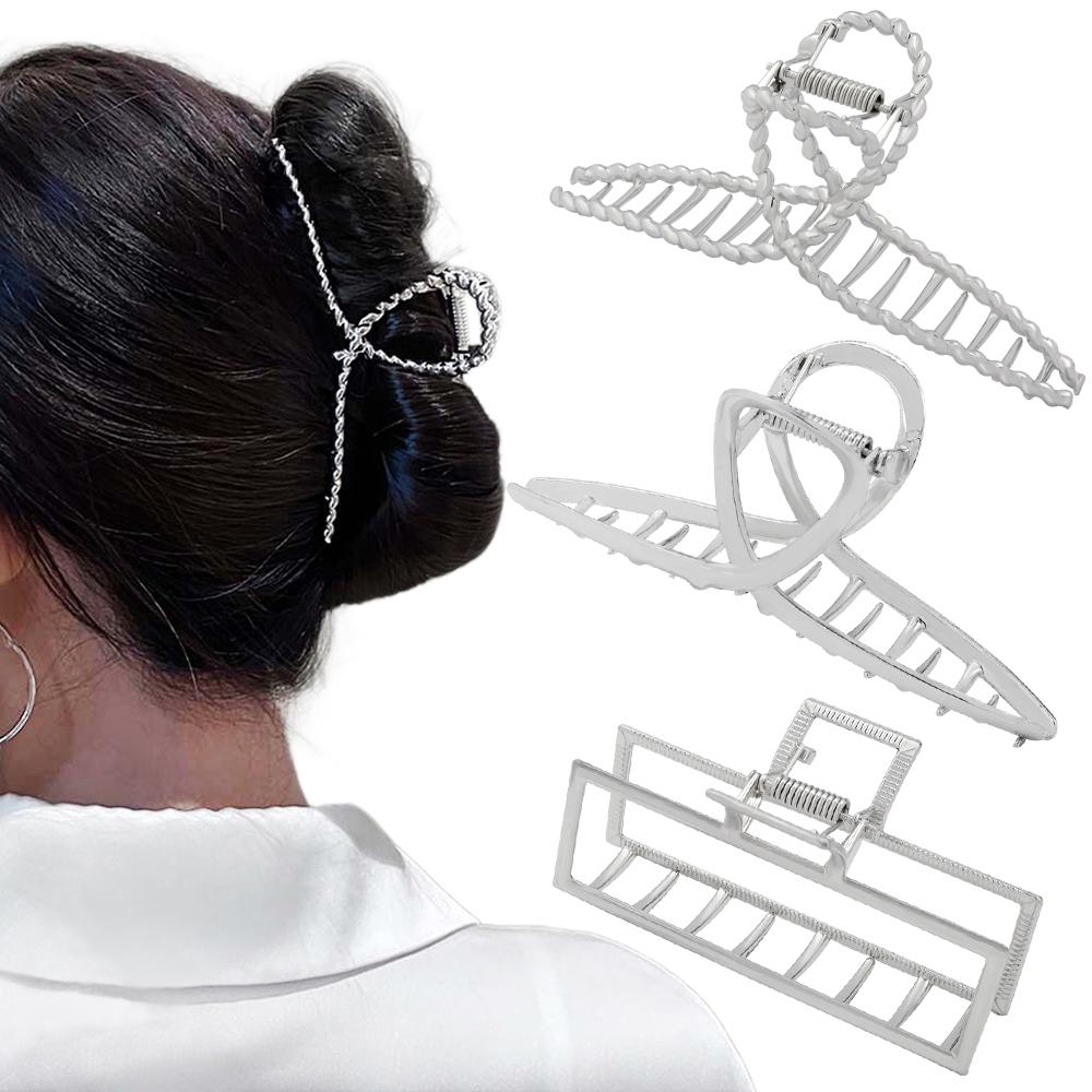Fashion Metal Hair Claw For Women Gold Silver Color Cross Crab Hair Clip Korean Elegant Geometric Hairpin Girl Hair Accessories