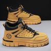 New Leather Martin Boots Men's Autumn and Winter High-top Tooling Boots Men's Short Boots Medium Yellow Boots Men's Shoes