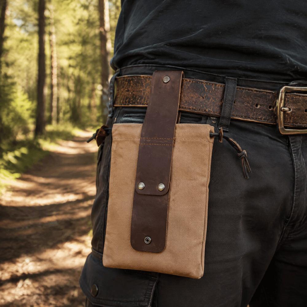 PU Leather Waist Bag Wear-resistant Harvest Bag Artisan Bag Foraging Bag Running