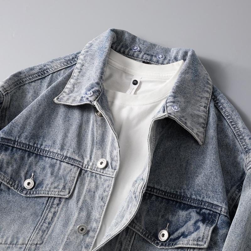 2024 Весна и осень джинсовая куртка мужская больших размеров свободный топ для полных мужчин плюс толстый размер мужская куртка куртка куртка куртка тренд