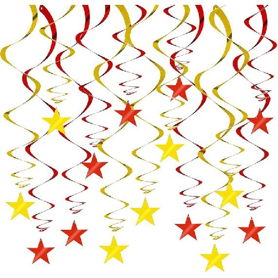 BEISHIDA Silver Star Hanging Swirl Decorations,Hanging Silver Party Supplies for Graduation Wedding Baby Shower Decorations, Pack of 15