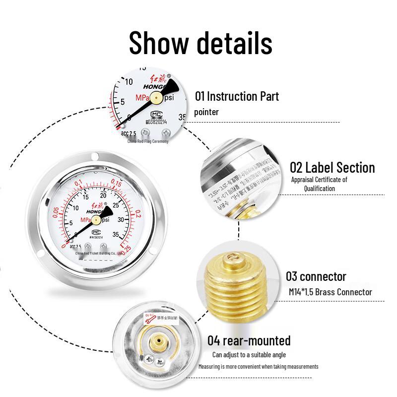 Hongqi YTN-60ZT Series Axial Vibration-Resistant Pressure Gauge