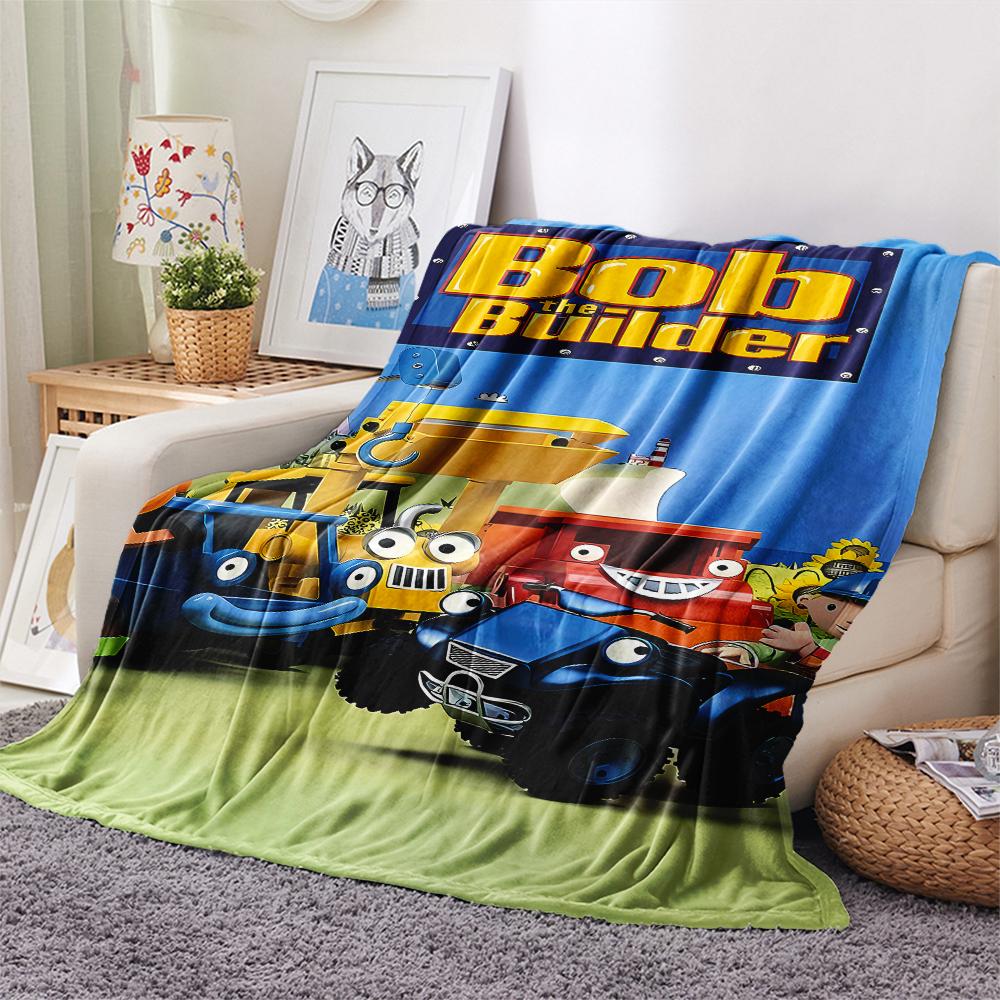 1PC Bob the Builder Print Flannel Blanket, High quality All Seasons, Home Decor, Warmth and Comfort, Perfect for Christmas Gifts