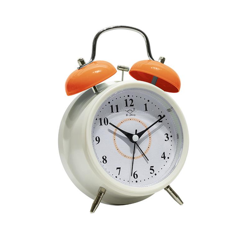 Alarm clock, wake-up artifact for students and children, metal ringing bell, silent, powerful color luminous table clock
