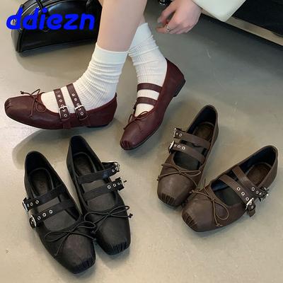 Модная обувь Женские балетки с бантом-бабочкой Роскошные женские неглубокие Модные туфли-лодочки с ремешком и пряжкой Мэри Джейн