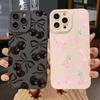 Милый Чехол для Телефона из Силикона с Бантом и Вишней Для iPhone 17 16 15 14 13 12 11 Pro Max 17 Air 16E XS X XR 7 8 Plus Ударопрочный Мягкий Чехол