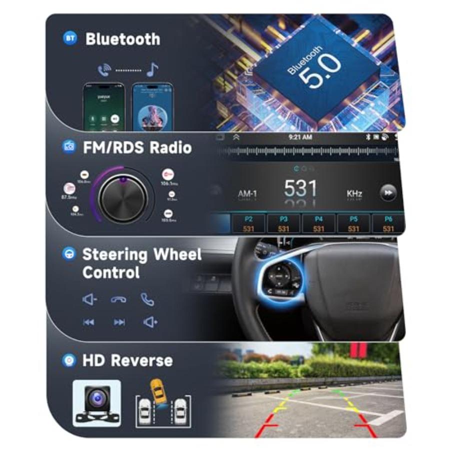 Car stereo for Toyota Corolla 2009-2013: 9-inch IPS touchscreen, Android 15, 8-core, 4GB+64GB, wireless CarPlay/Android Auto, B