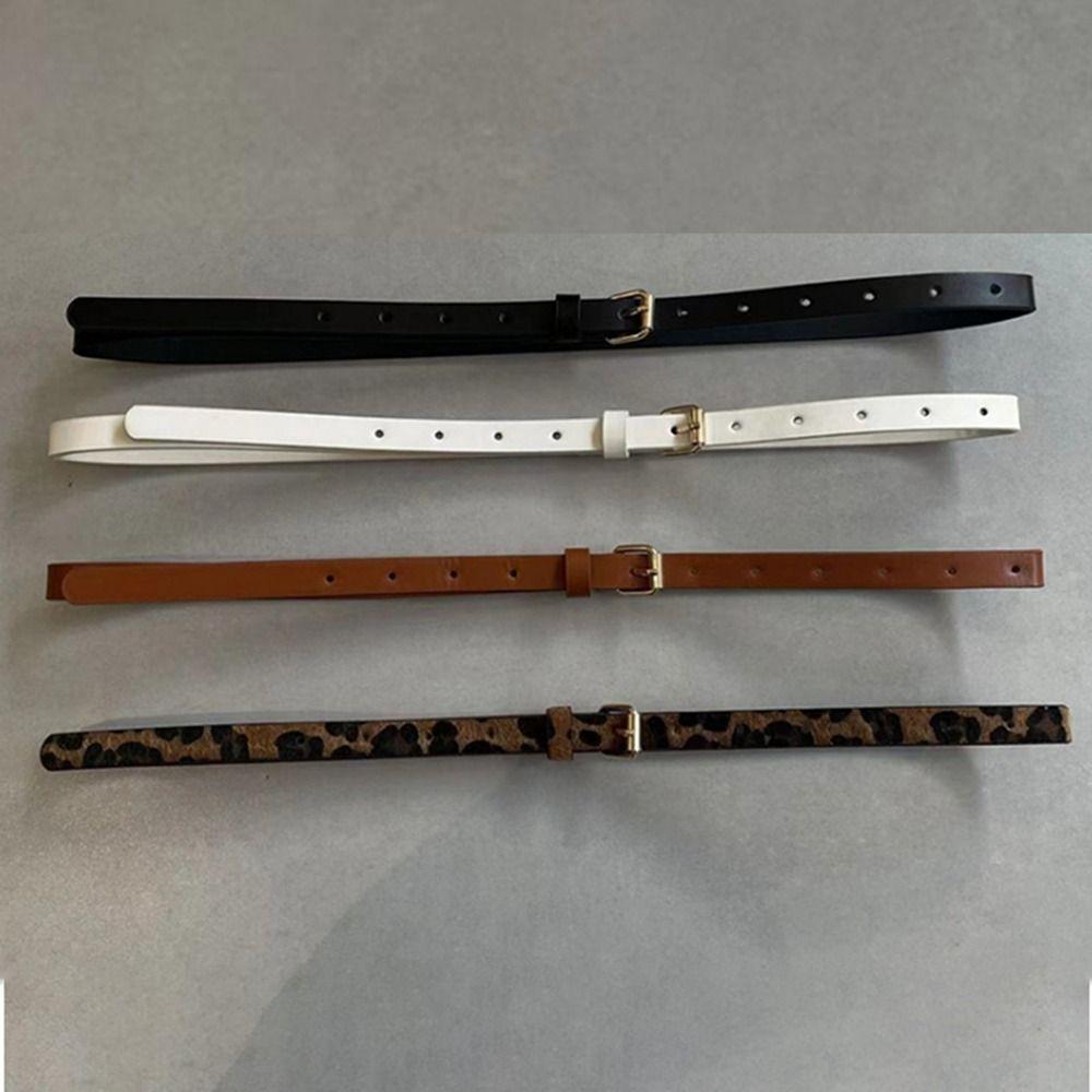 Ремень с металлической пряжкой и леопардовым узором, тонкий боковой декор для платья, элегантный тонкий пояс для дам/девочек