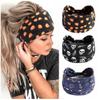 Bohemian Women Halloween Wide Stretch Headband Women Turban Flower Floral Elastic Hair Band Girls Headband Hair Accessories Pumpkin Headband