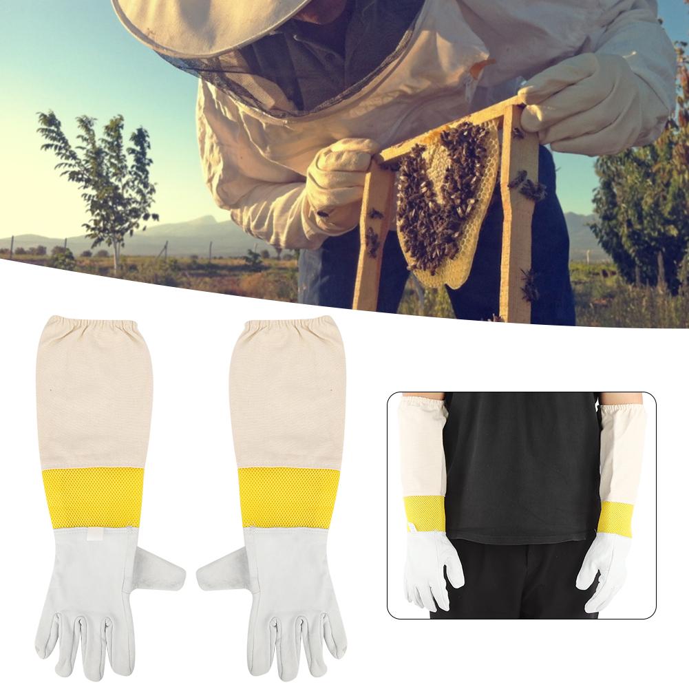 Pair of Beekeeping Protective Gloves with Long Mesh Sleeve Unisex for Beginner BeekeeperXXXL