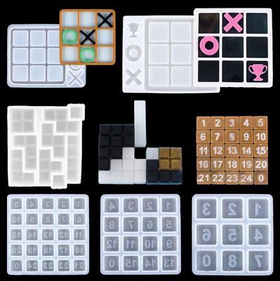 Форма для игры в крестики-нолики из силиконовой смолы XO Game Number Game Board Изготовление игровых досок своими руками для детей, семейных вечеринок, настольных игр, ремесла, литейная форма