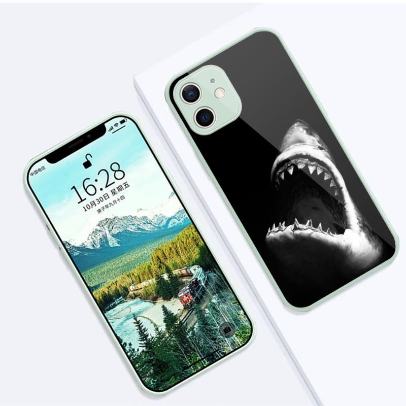 Cool Scary Shark Phone Case For IPhone 14 13 12 11 Pro Max X XR XS 8 7 Plus Liquid Glass Color Phone Cover