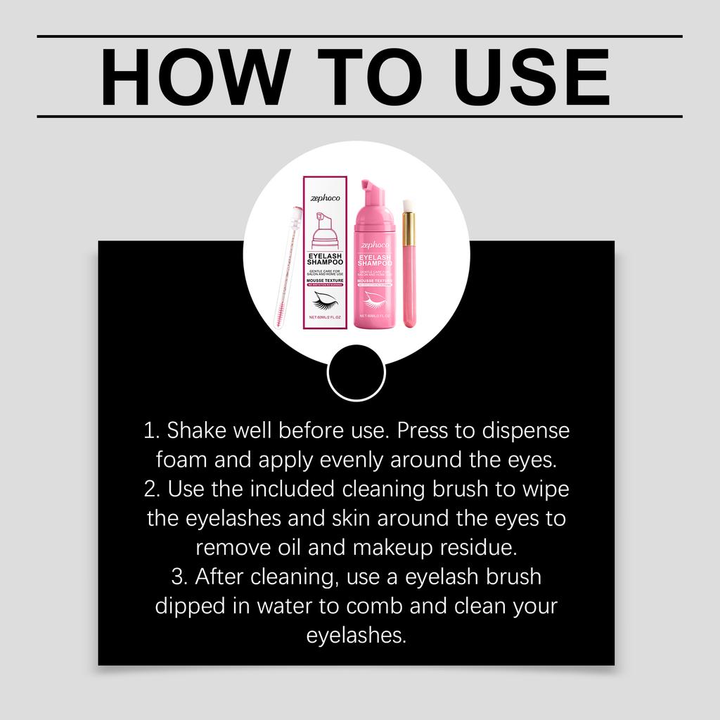 zephoco Eyelash Cleaning and Care Set Gentle ingredients for gentle cleansing, smoothness, and moisturizing, convenient for daily care