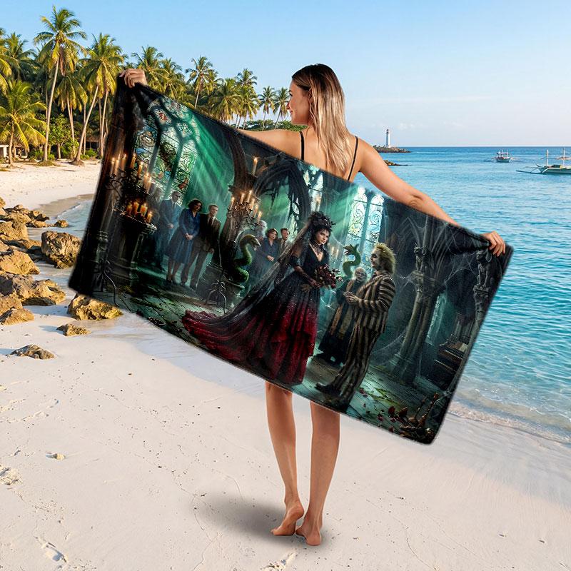 Large Beach TowelBeetlejuice Lydia Deetz Soft Absorbent Towel Beach Bath Home Use