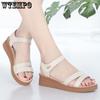Women's Sandals Summer New Soft Leather Flat Bottom Sandals Simple and Versatile Mom Sandals Middle-aged Anti-slip Open Toe Sandals