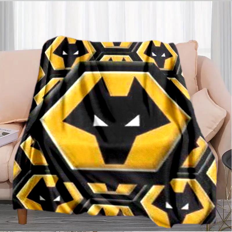 Wolves Football Club Emblem Printed Throws Blanket Soft Flannel Blankets for Couch Bed Gifts for Men Women Picnic blanket Christmas gifts
