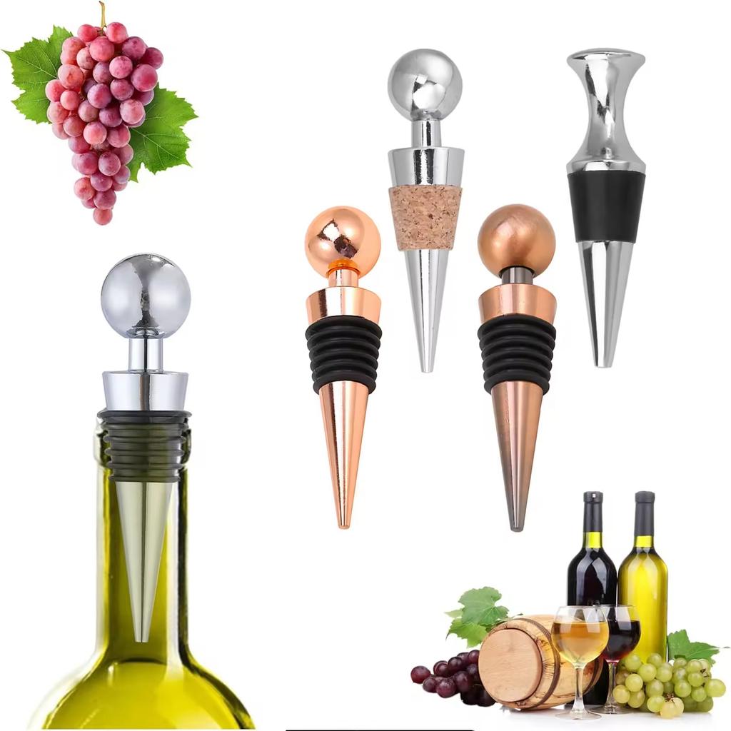 Cross-border Direct Supply Zinc-aluminum Alloy Round-head Steel Ball Wine Stoppers for Wine Preservation Can Print logo