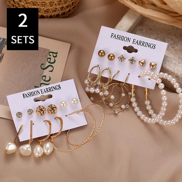 Small Simulation Pearl Earrings Set Women Korean Fashion Color Bead Stud Earring Jewelry