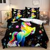 Rainbow Unicorn Three-Piece Digital Printing Kit Quilt Cover Bedding