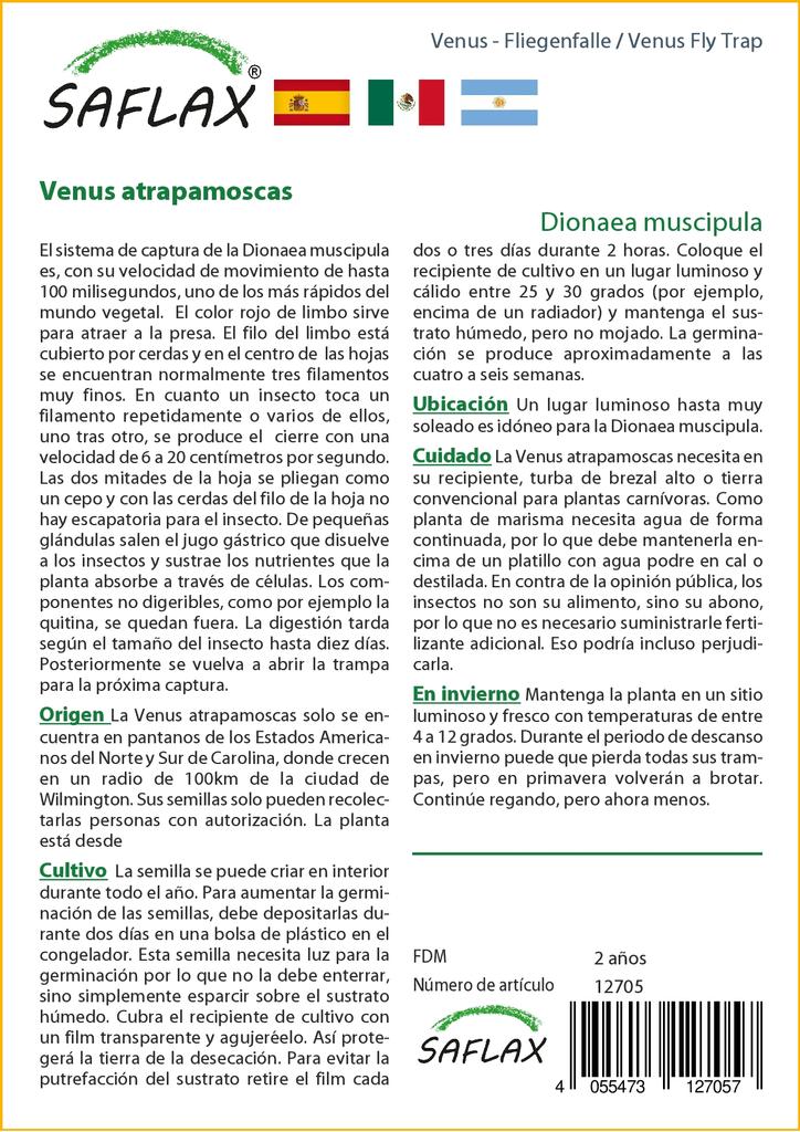 SAFLAX Венерина мухоловка - 10 семян - С горшечным субстратом для лучшего выращивания - Dionaea muscipula