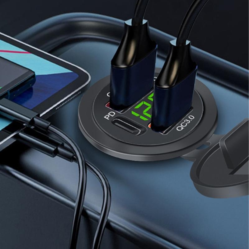 Розетка USB 12В-24В Автомобильная розетка USB для зарядки Двойная QC3.0+Двойная PD Type-C розетка USB-порт для лодок Морской грузовик