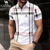 Summer Men's Checkered Stripe POLO Zipper Sports Embroidery Brand Polo Shirt