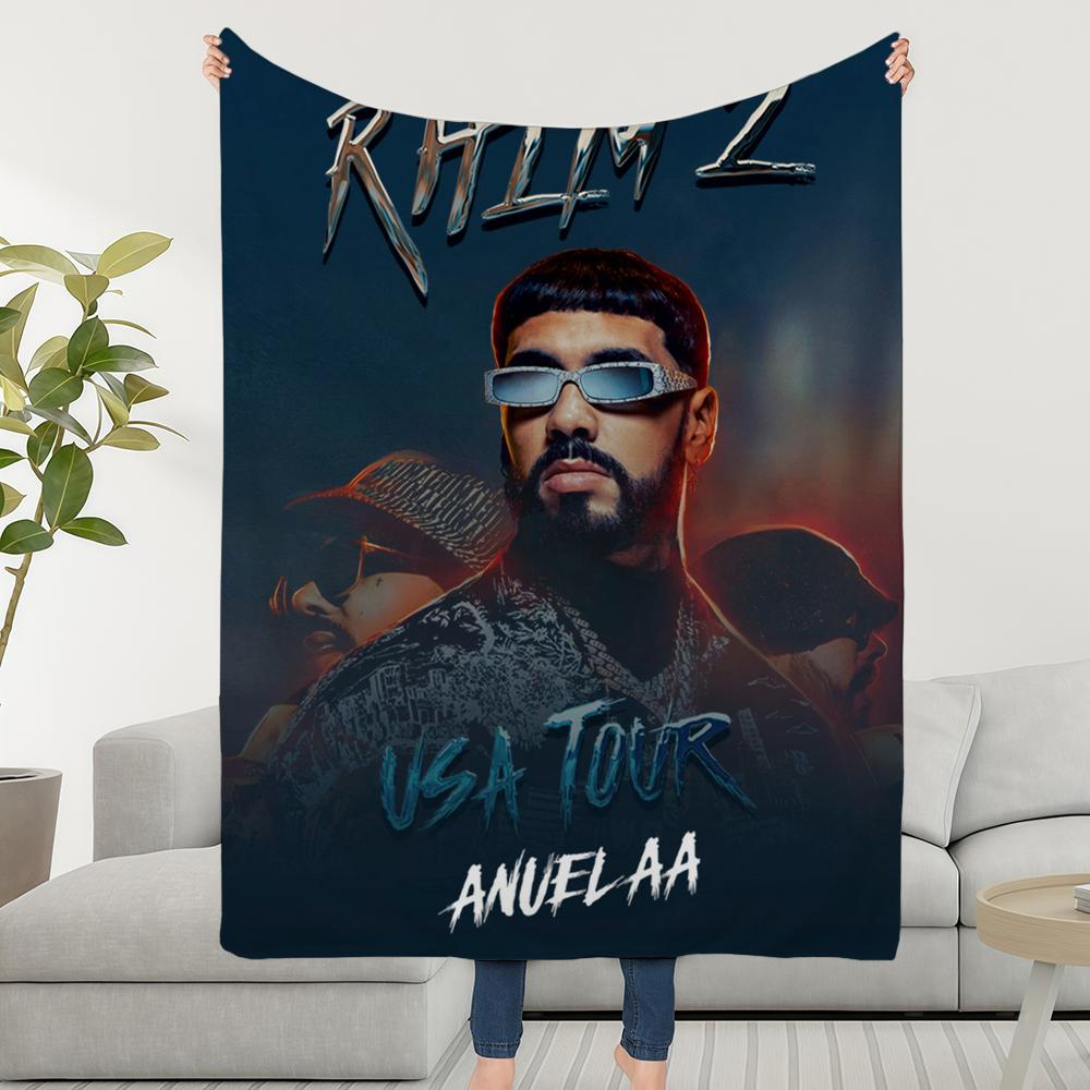 Плед-накидка с рэпером Anuel AA, суперуютный, плюшевый, для гостиной, дивана, детские подарки на день рождения