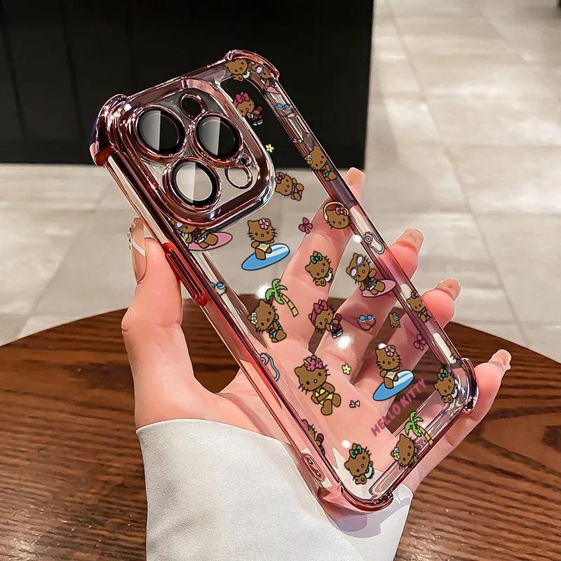 Чехол для OPPO A6X A5X A6 A5 Pro Reno 15F 15 14F 14 13F 12F 11F 13 12 Pro 5G Ударопрочный Черный Силиконовый Surfing Hello Kitty Чехол