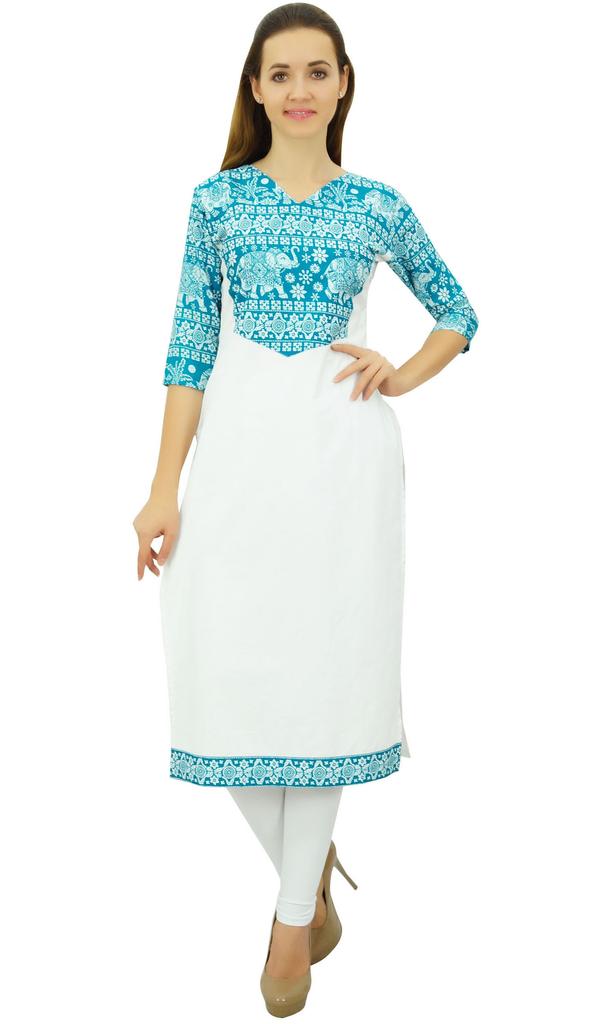 Phagun Женская хлопковая дизайнерская черная туника Kurta Ethnic с рукавами 3-4 Kurta-10